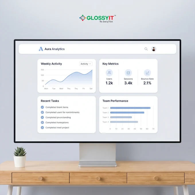 Clean minimal dashboard UI with organized sections. White space, simple layout, no clutter. Calm and modern design tone.