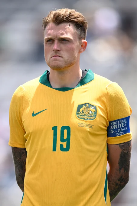 Harry Souttar pictured before captaining Australia in a 1-1 draw with Switzerland in the build-up to the 2026 FIFA World Cup.