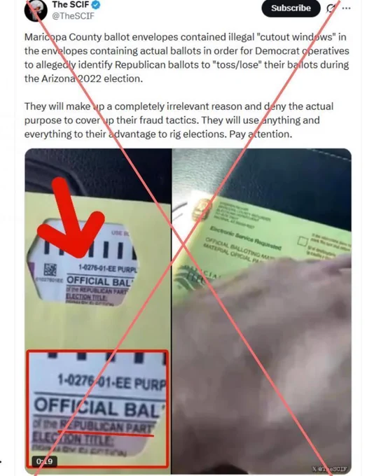Screenshot taken from X with a red x across the post to indicate it is making a false claim
