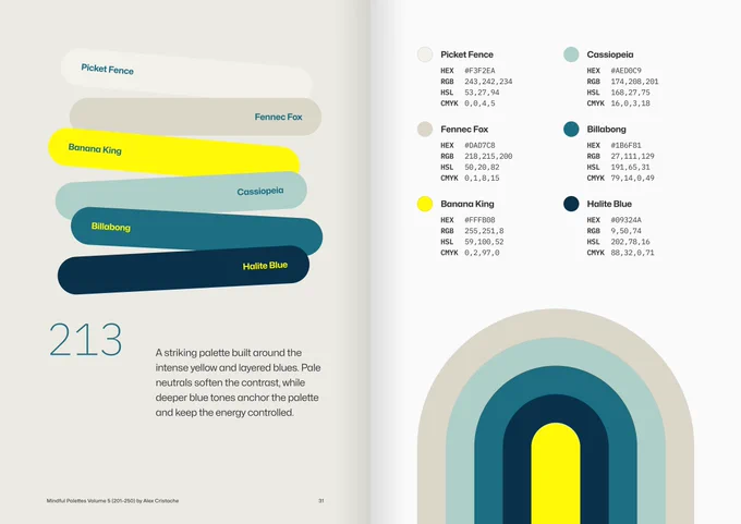 Mindful Palettes no. 213 from the "Mindful Palettes vol. 5 (201-250)" ebook by Alex Cristache