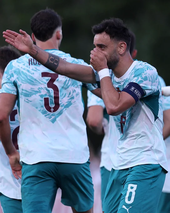 Bruno Fernandes scores for Portugal during their win against Chile on Saturday night. 