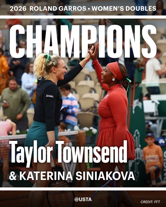Taylor Townsend and Katerina Siniakova are the Roland Garros women's doubles champions