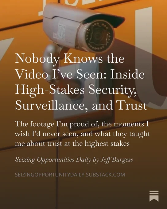 🔵 NEW: Nobody Knows the Video I’ve Seen: Inside High-Stakes Security, Surveillance, and Trust https://buff.ly/YGCXMRM by @ItWorkedForMeBook by Jeff Burgess via @Substack 

Apparently, in some ways, the book must have failed me, as its purpose was to cleanse forty-five years in the computer industry from my system. Yet, some two and a half years after retiring, I still have vivid memories, primarily of those BCDVideo years leading up to my retirement in July 2023.