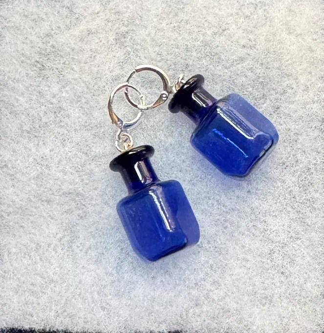 Blue bottle tree earrings