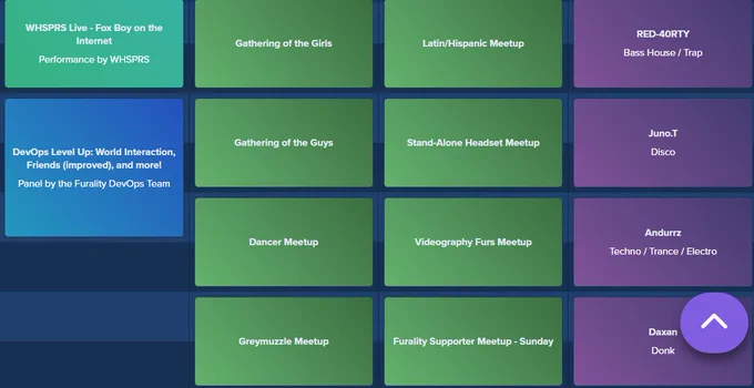 A snippet of the convention schedule showing the location of DevOps Level Up: World Interaction, Friends (improved) and more!

(It's at the top of the hour as of the time of posting this!)