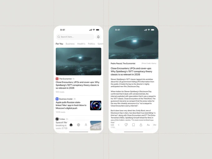 AI news and reading app