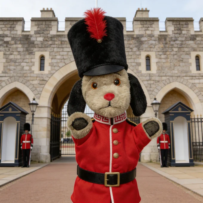 Sweep dressed as one of the palace guards.