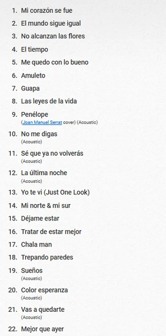 Setlist de DIEGO TORRES en Movistar Arena