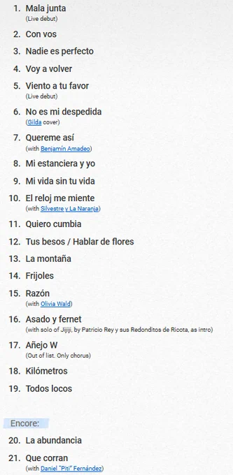 SETLIST de LOS CALIGARIS en Museum