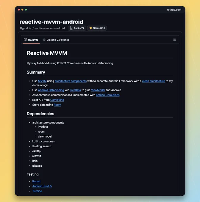 GitHub README screenshot for ffgiraldez/reactive-mvvm-android