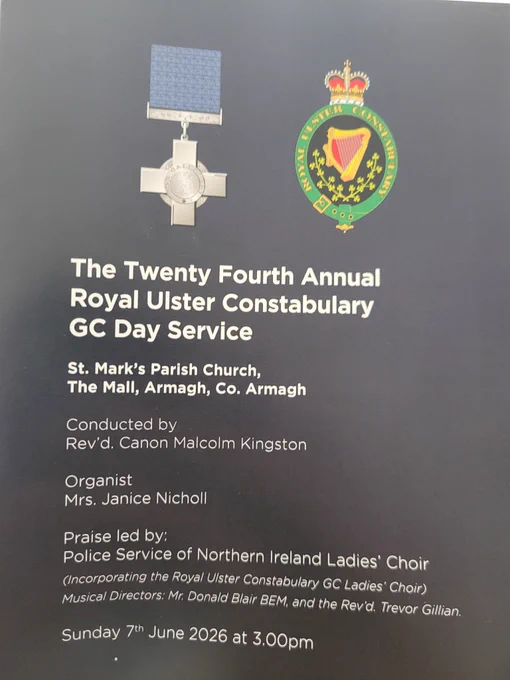 Photo of order of service cover and St Mark's church