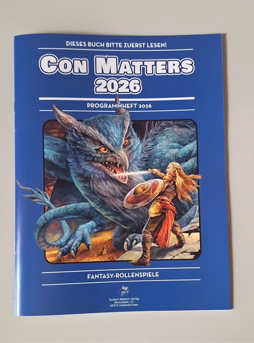 Das Programmheft der Con Matters 2026 mit Berichten, Spielmaterial und einem grandiosen Titelbild von Lutz Winter.