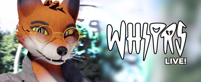 Promotional banner for WHSPRS Live! On the left side is an image of a fox avatar. He’s wearing round glasses and has yellow eyes. Inside his right eye’s iris, there is a yellow lightning bolt.