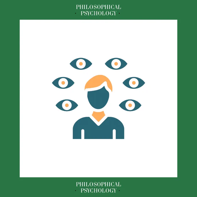 A person surrounded by eyes