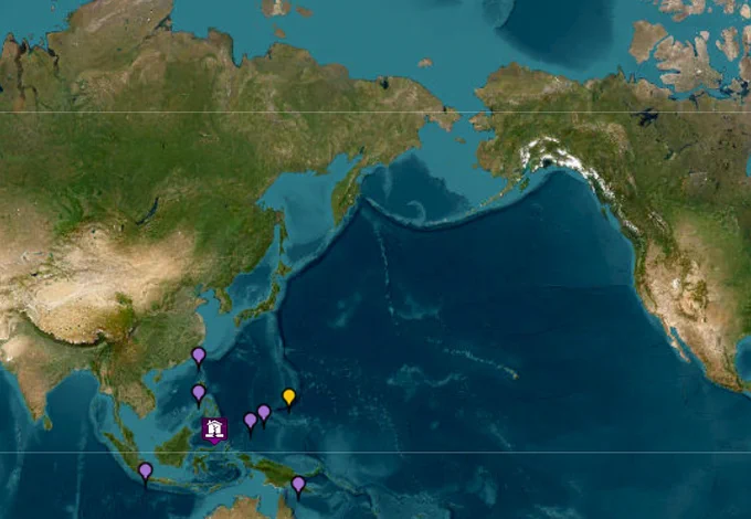 Earth quake epicentre in Mindanao, Philippine Islands.