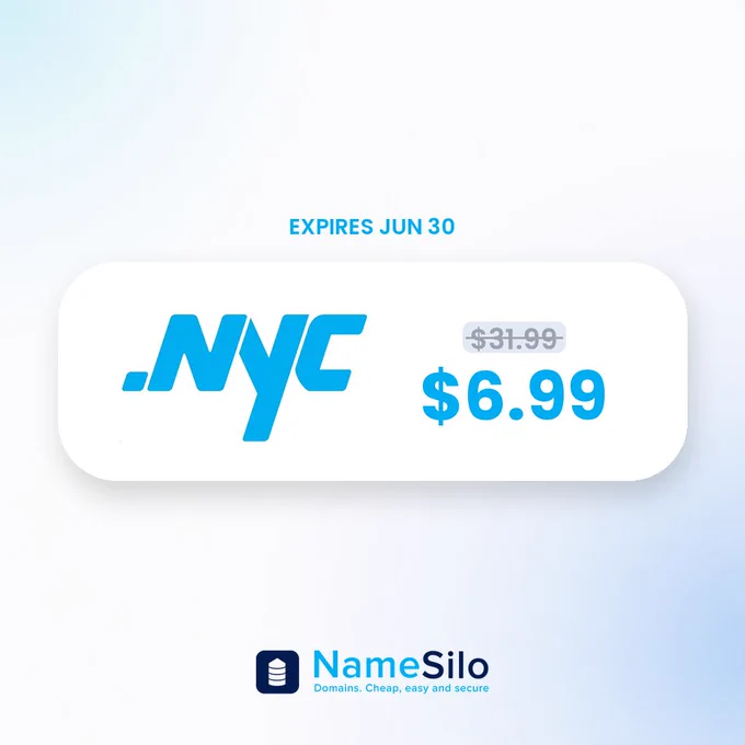 NameSilo: .NYC $6.99 first year, was $31.99