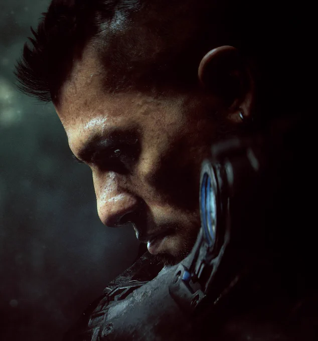 Side portrait of Dominic Santiago looking down as if thinking deeply. 