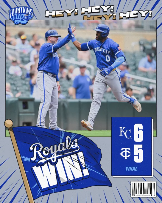 Final:
Royals 6
Twins 5

Pictured:
Starling Marte high fives Royals Third Base Coach Vance Wilson while running the bases after homering. (Photo by Stephen Maturen/Getty Images)