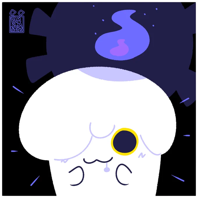A cute drawing of a litwick, the candle pokemon, staring at the viewer.