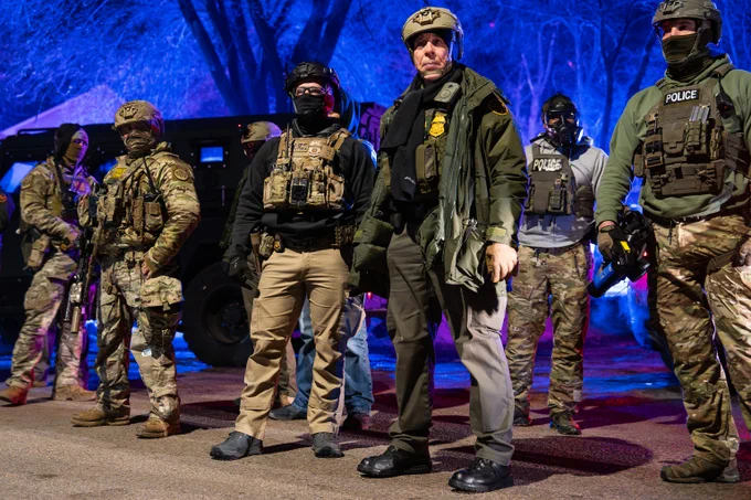 phenomenal photo of Greg Bovino and ICE CBP agents in Minneapolis by Chad Davis @daviss 
