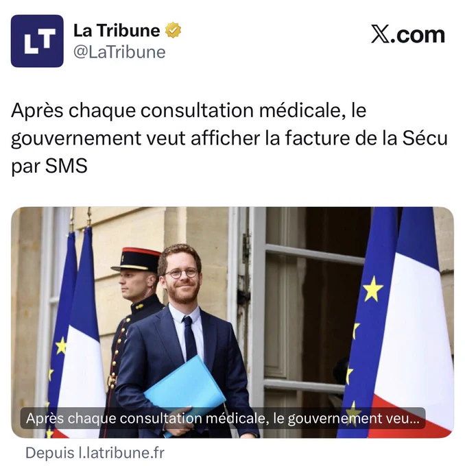 La Tribune : Après chaque consultation médicale, le gouvernement veut afficher la facture de la Sécu par SMS
