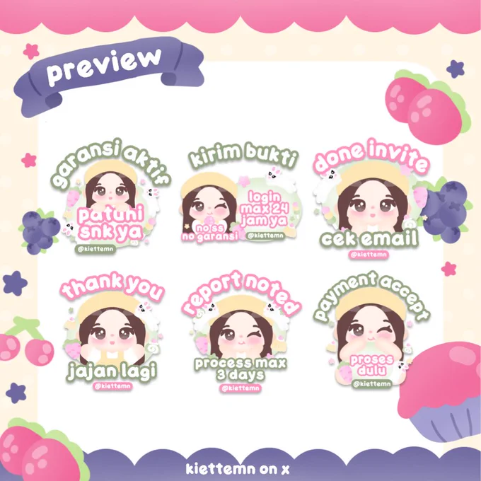 CODE : C1
PRICE : 33.000 (dapat 6 sticker)

- free retext (no recolor)
- for Personal Use ONLY