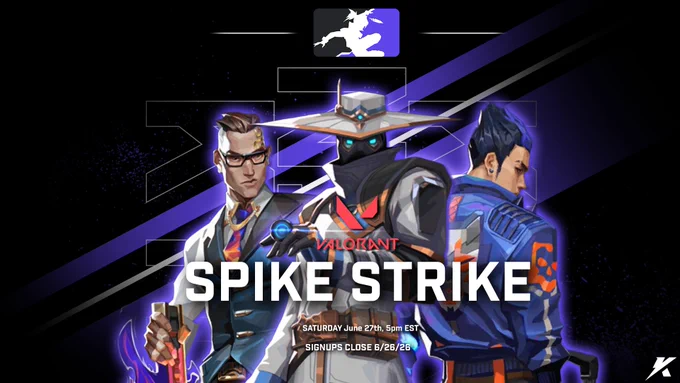 KTN Valorant: Spike Strike draft tournament! $6 entry $30 per team, with up to a $400 prize pool.