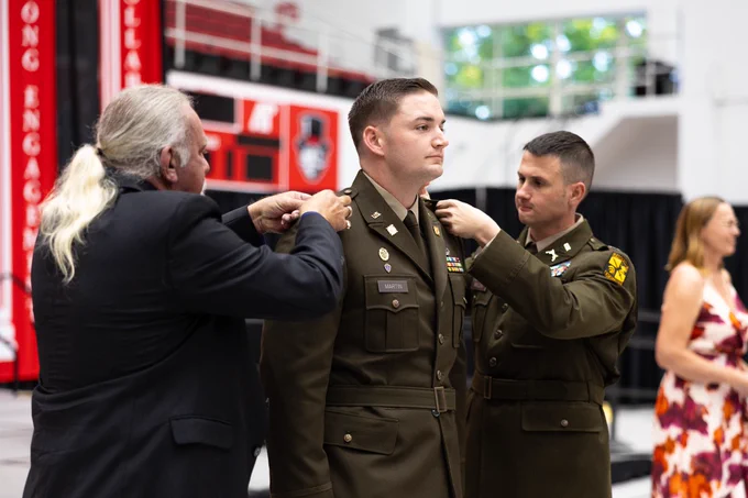 ROTC Cadet gettign pinned 