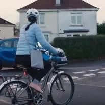 Image of a cyclist approaching a junction.