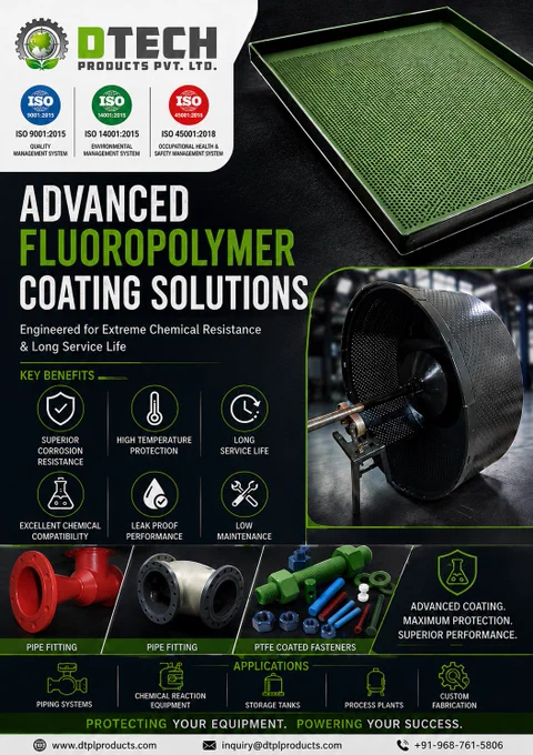 Our Advanced Fluoropolymer Coating Solutions deliver:

✅ Corrosion Resistance
✅ Chemical Compatibility
✅ High Temperature Protection
✅ Longer Service Life

📞  91 96876 15806

#PTFECoating #FluoropolymerCoating #IndustrialCoatings #ChemicalIndustry #ChemicalIndonesia2026