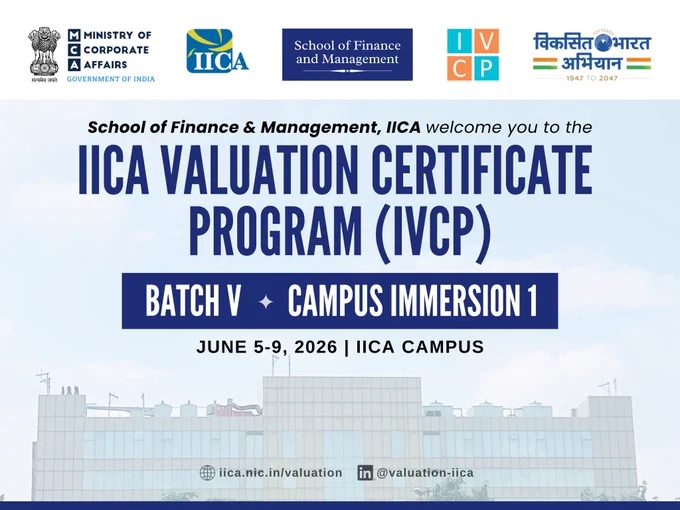 𝐓𝐡𝐞 𝐈𝐧𝐝𝐢𝐚𝐧 𝐈𝐧𝐬𝐭𝐢𝐭𝐮𝐭𝐞 𝐨𝐟 𝐂𝐨𝐫𝐩𝐨𝐫𝐚𝐭𝐞 𝐀𝐟𝐟𝐚𝐢𝐫𝐬 (𝐈𝐈𝐂𝐀) welcomed participants of the IICA Valuation Certificate Programme (IVCP) Batch 5 for their first Campus Immersion, bringing together a diverse cohort of professionals after months of online learning.
The immersion commenced with an inspiring inaugural address by Gyaneshwar Kumar Singh (𝐃𝐆 & 𝐂𝐄𝐎, 𝐈𝐈𝐂𝐀) & Welcoming the cohort, Prof Naveen Sirohi, PhD highlighted IICA's commitment to developing valuation competencies through a practitioner-driven and India-centric learning framework. 
The IVCP Campus Immersion offers participants a unique opportunity to connect directly with faculty, industry experts, and peers. Beyond classroom learning, it fosters professional networking, peer learning, and the exchange of practical business insights, enriching the overall learning experience.
Admissions for IVCP Batch 6 are now open. Visit https://lnkd.in/gDu6MDXu to learn more.

