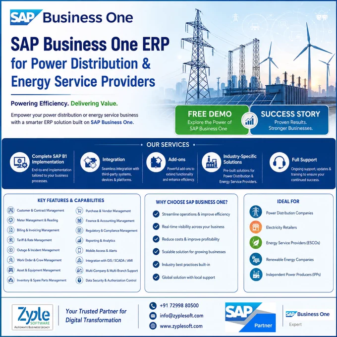 sap business one erp for Power Distribution & Energy Services providers