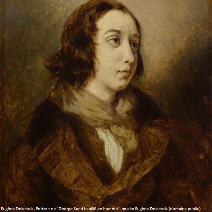 Eugène Delacroix, Portrait de "George Sand habillé en homme", musée Eugène Delacroix (domaine public)