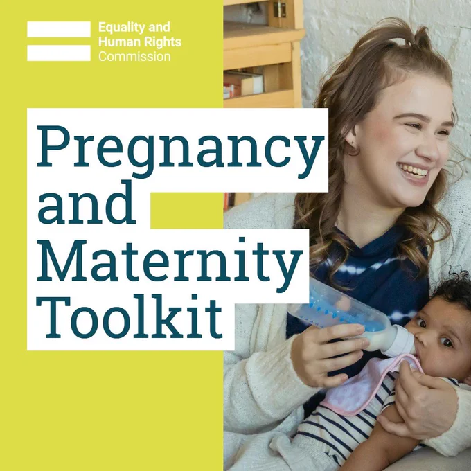 Mother feeding baby with a bottle, promoting pregnancy and maternity support resources.