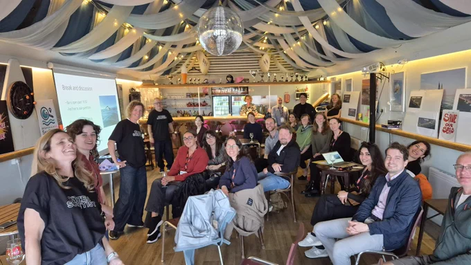 Photo taken at our SeaCheck event, showing many of the attendees and presenters from the group itself. 
