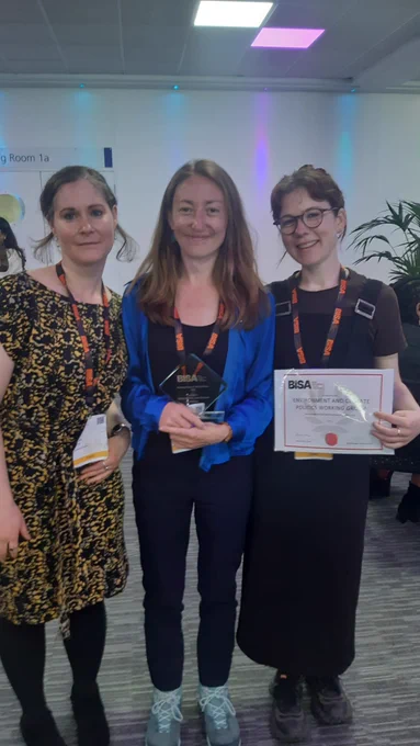 Three convenors pictured with the award - Charlotte Weatherill, Danielle Young and Ebony Young. Unfortunately Shalini and Chris couldn't attend this year, and Pauline had gone home by the time we managed a photo! 