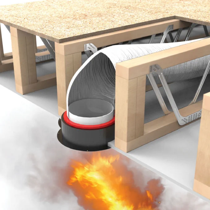 Full Scale Fire Tested to BS EN 1365-2 on a loaded floor.
