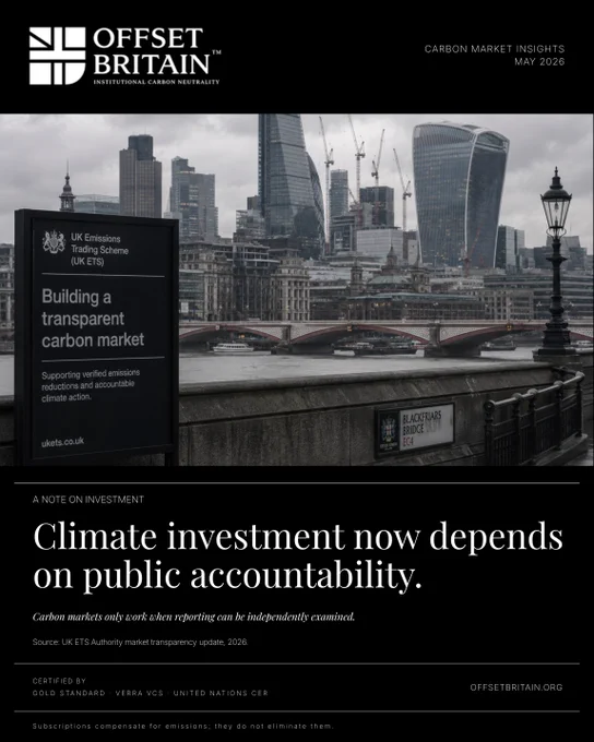 🌍 Climate investment means nothing without transparency.
As carbon markets continue to grow, one question matters more than ever:
Can climate claims be independently verified?

Trust is built on accountability. Transparent reporting, verified emissions data, and independent oversight are becoming the foundation of credible climate action and sustainable investment.

The future of carbon neutrality isn't just about offsetting emissions, it's about proving impact.

Learn how institutional carbon management is evolving.
🌐 www.offsetbritain.org

#CarbonMarkets #ClimateInvestment #NetZero #CarbonNeutral #ESG #Sustainability #ClimateAction #CarbonOffsetting #CarbonCredits #CorporateSustainability #SustainableBusiness #OffsetBritain