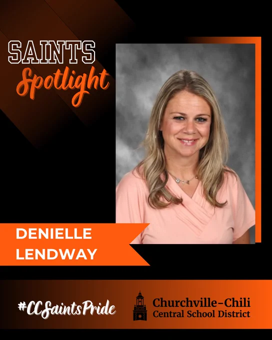 Portrait of Denielle Lendway featured in Saints Spotlight by Churchville-Chili Central School District.