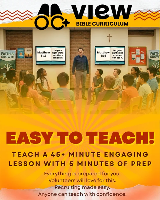 A man teaching children with an easy to use children's ministry curriculum