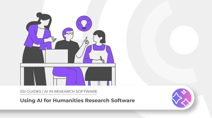 Montage promoting SSI "Using AI for Humanities Research Software" Guide.