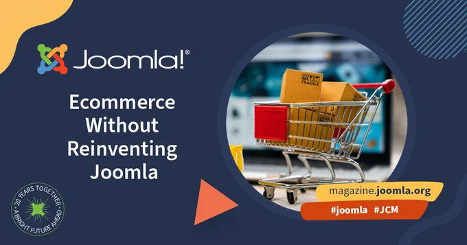 Shopping cart with packages symbolizing ecommerce integration using Joomla platform.