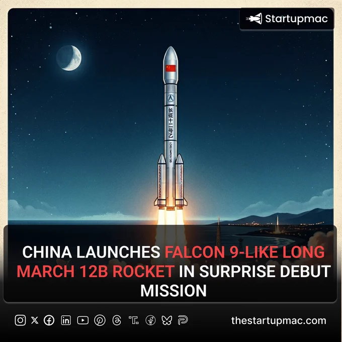 Standing 72 meters tall with 9 liquid-fueled engines on its booster, this powerhouse is a direct architectural answer to SpaceX’s Falcon 9.