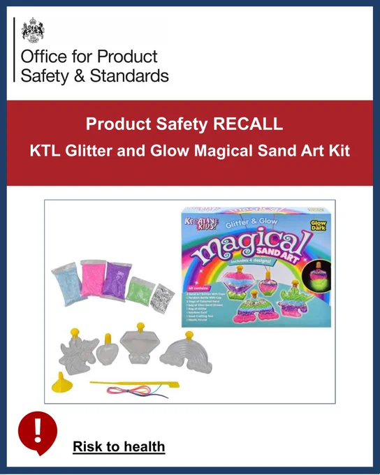 Image of Product Recall for KTL Glitter and Glow Magical Sand Art Kit.