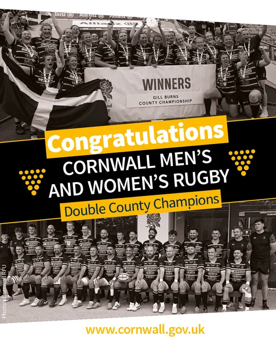 Congratulations Cornwall men's and women's rugby teams. Double County Champions
