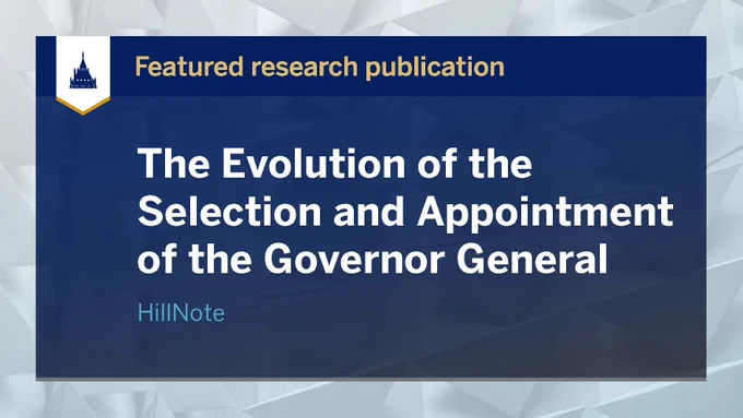 Featured research publication: The Evolution of the Selection and Appointment of the Governor General.