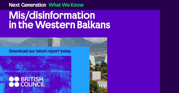 Report cover on misinformation in the Western Balkans by British Council.