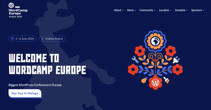 homepage of WordCamp Europe in Krakow