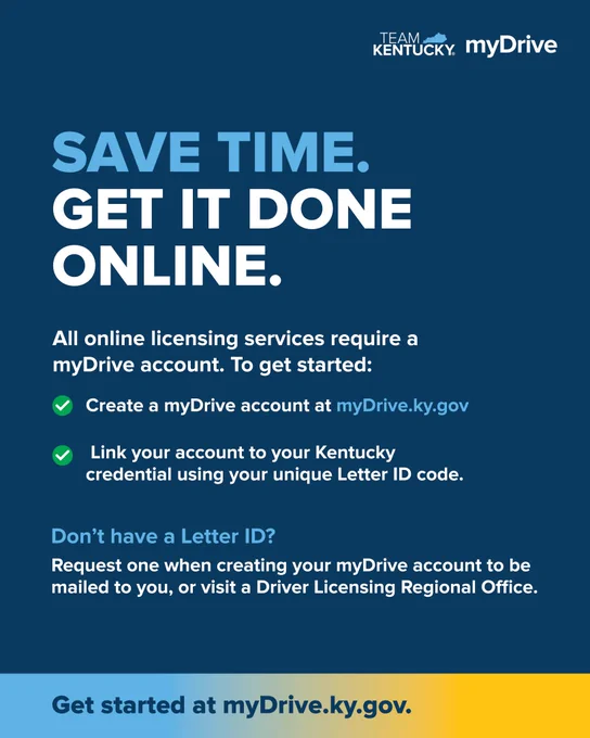 Instructions for how to sign up for a myDrive account at myDrive.ky.gov