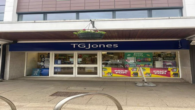 Exterior of a large TG Jones ground floor shop.